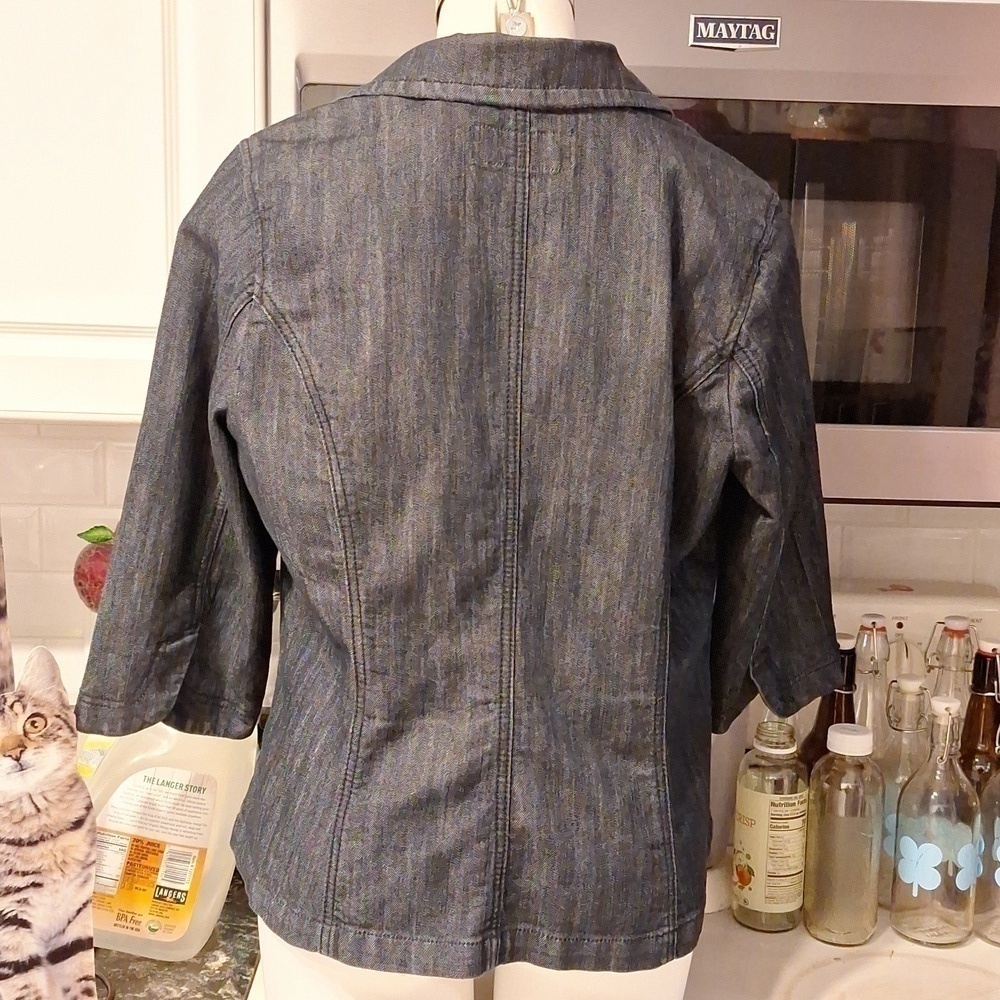 A women's Wak blue denim stretch plus size Jean jacket 1X - Picture 2 of 3